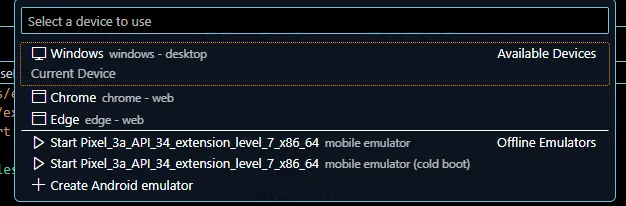 vs code popup devices
