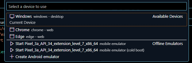 vs code popup devices